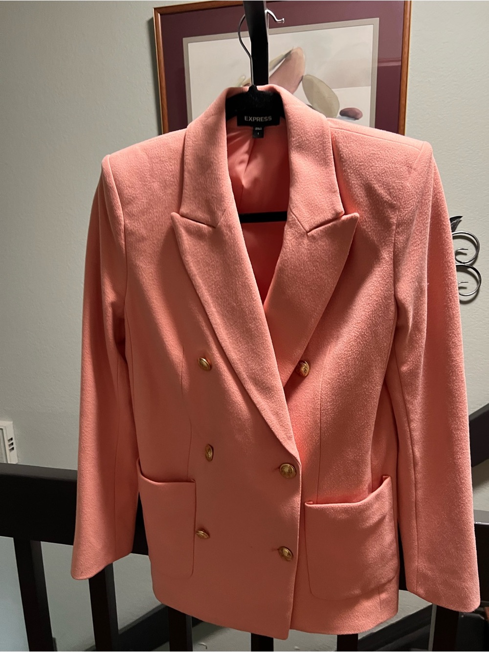 Express Coral Blazer with Gold Buttons #289